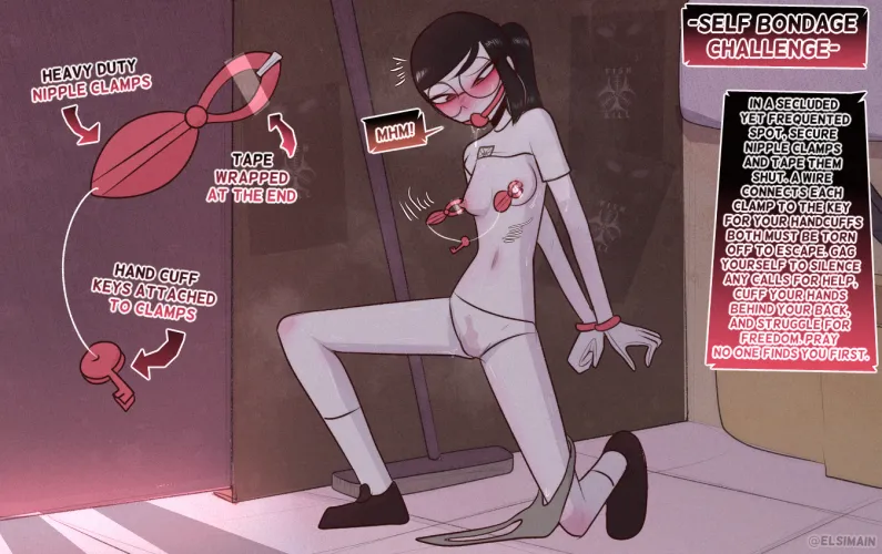 very risky and painful self bondage challenge (oc)