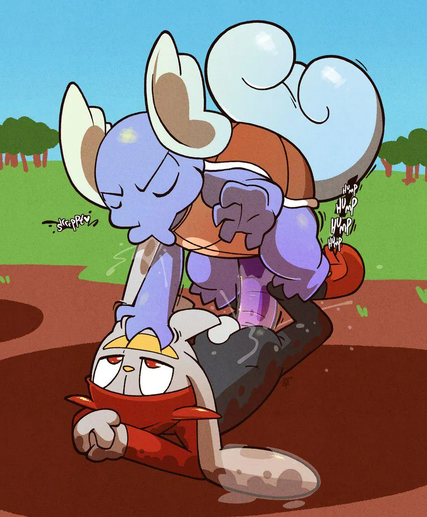 Wartortle pinning raboot to the ground in mud (argon vile)