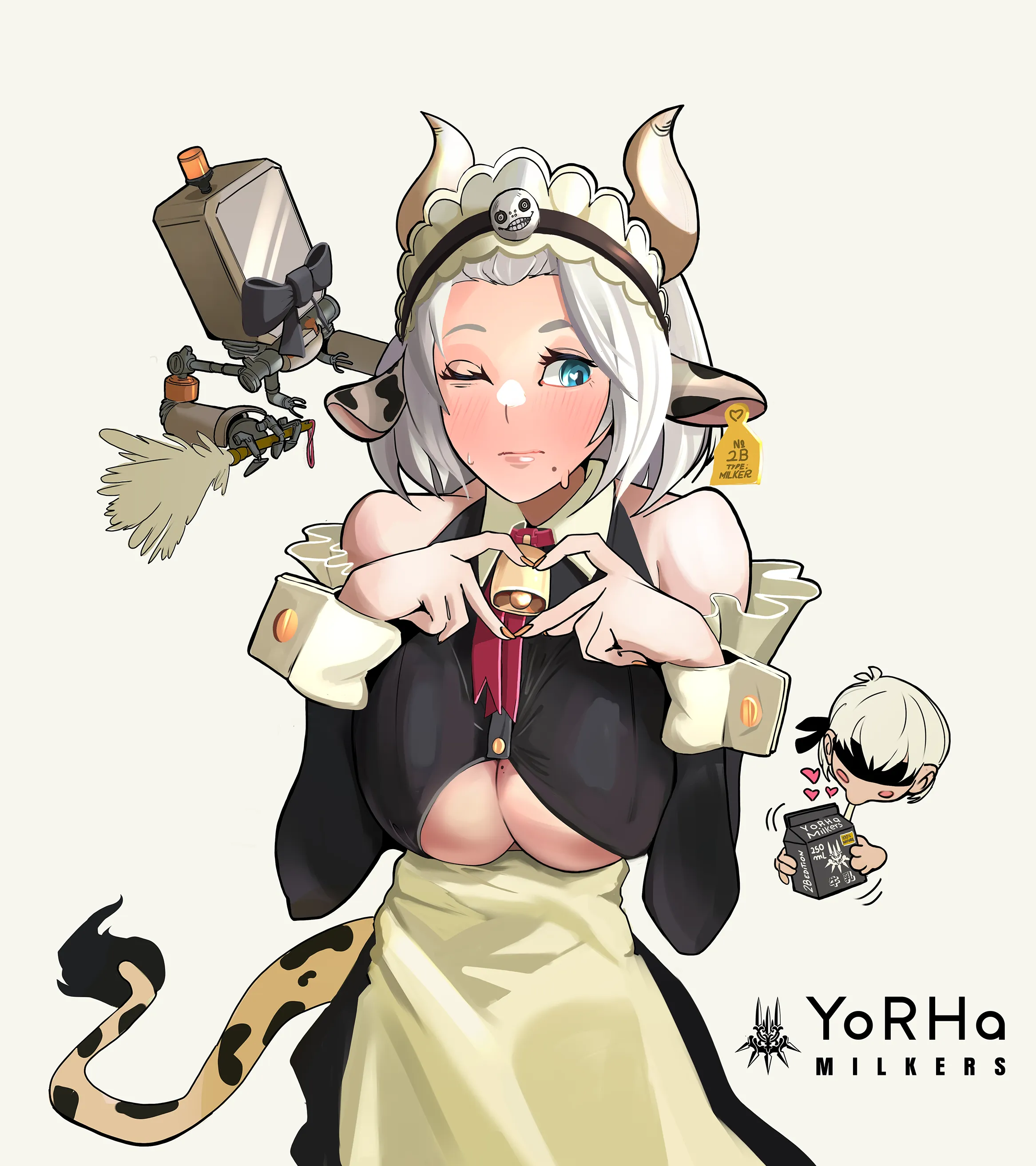 Yorha Milkers are available at your nearest camp machine! Have a drink! 🐮(art by me! - @kupdoodles)
