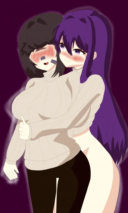 (art by me) i made the spicy selfship this time with me and Yuri