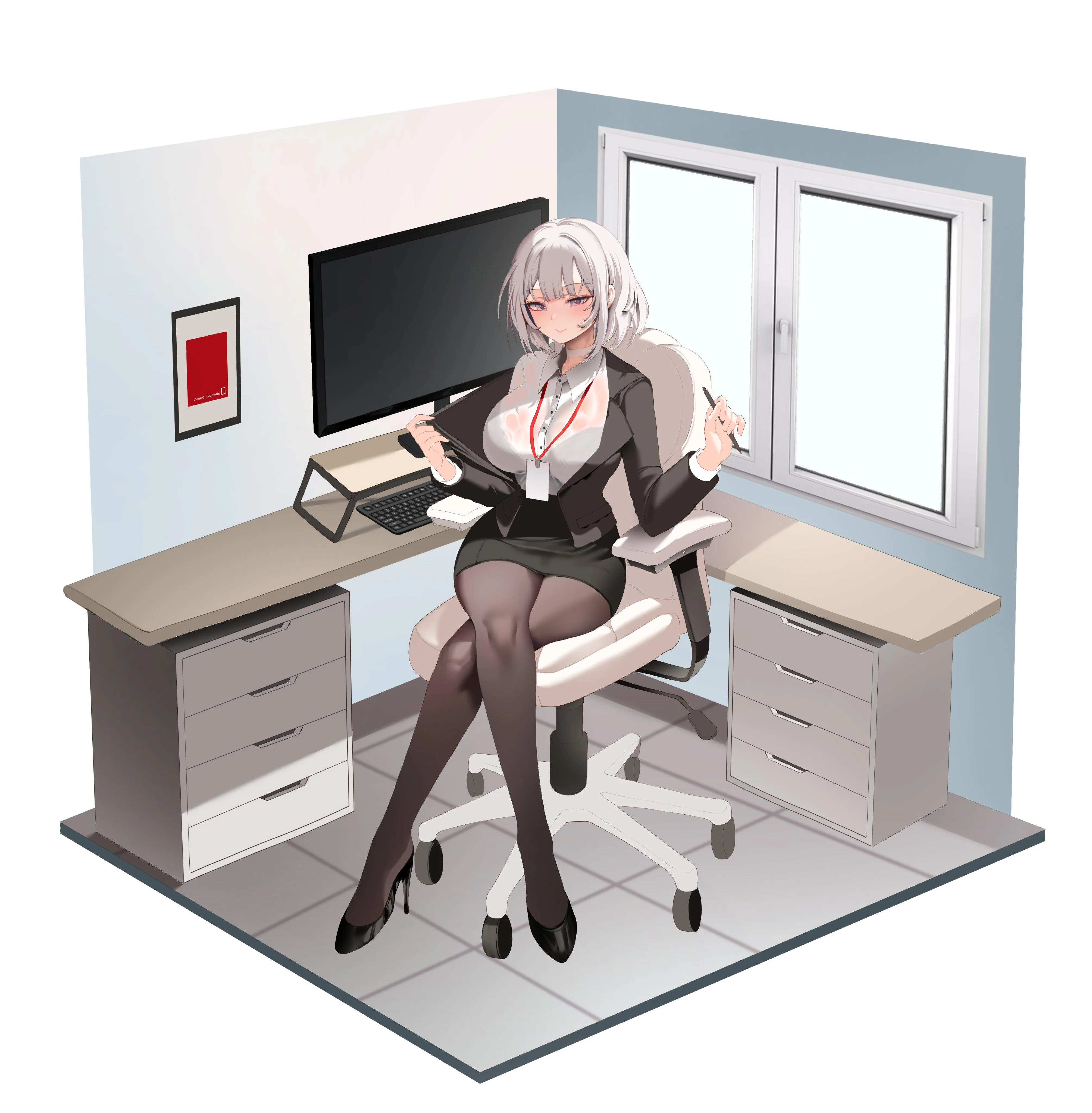 In her Office