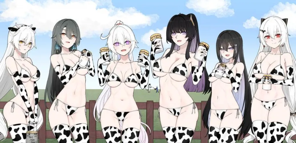 Row of cute cows