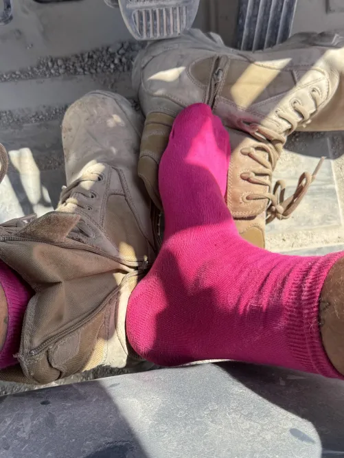 Bright pink socks for work today