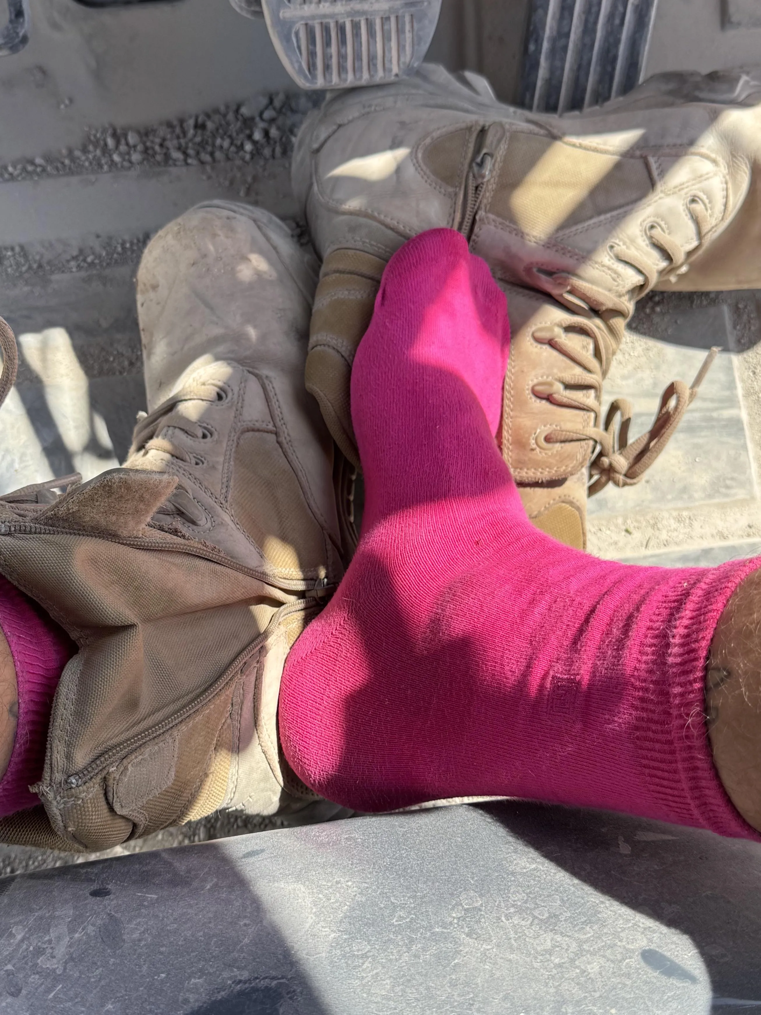 Bright pink socks for work today