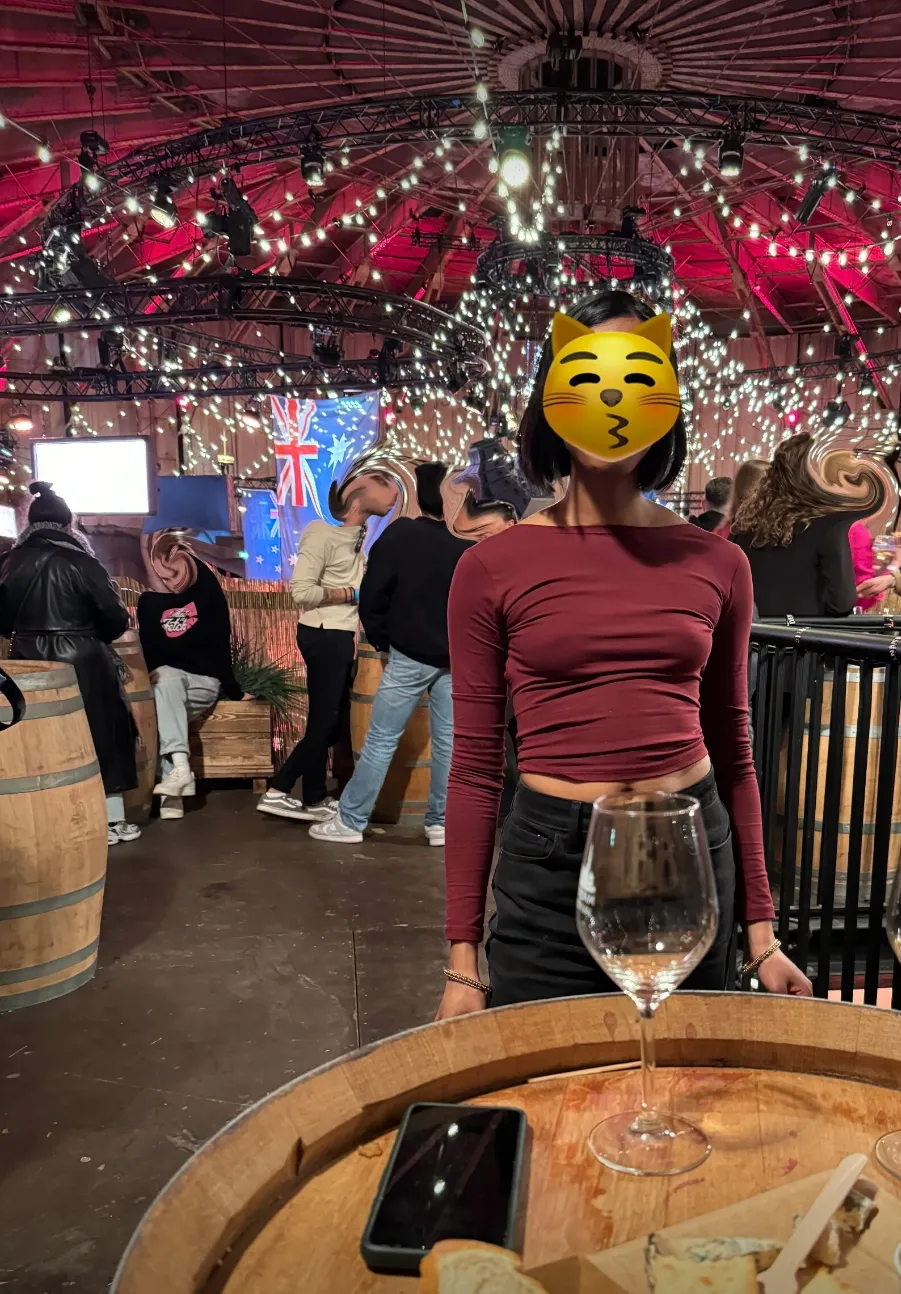 Captured braless at the wine festival