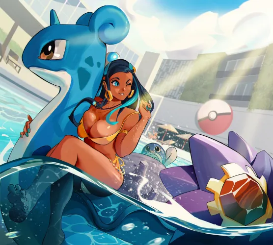 Commissioned artwork of Nessa ✨🌊 Shall we take a dip in the pool? (@kupdoodles)