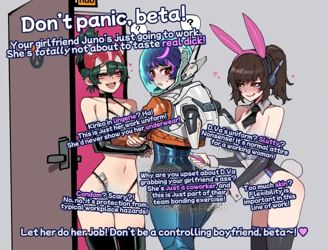 Don't panic, beta! Your girlfriend's simply going to work~ ♥