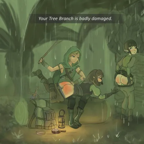 Breaking a branch over her bottom