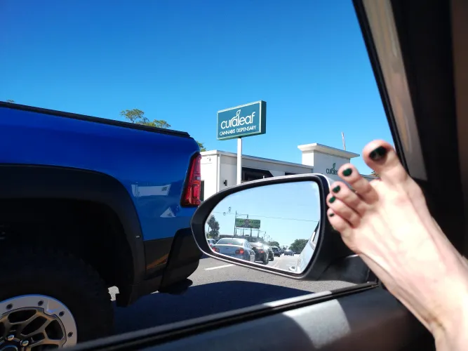 Foot out the window before I pull up