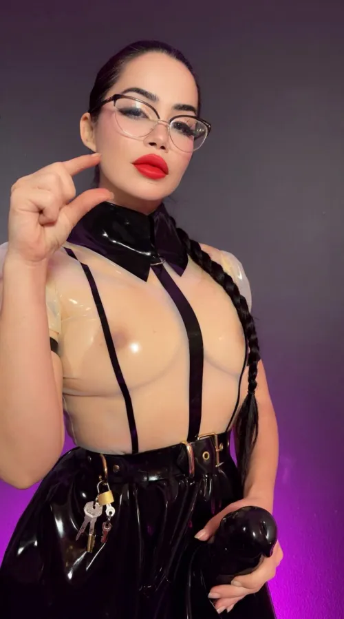 Get on your knees for my strapon, baby