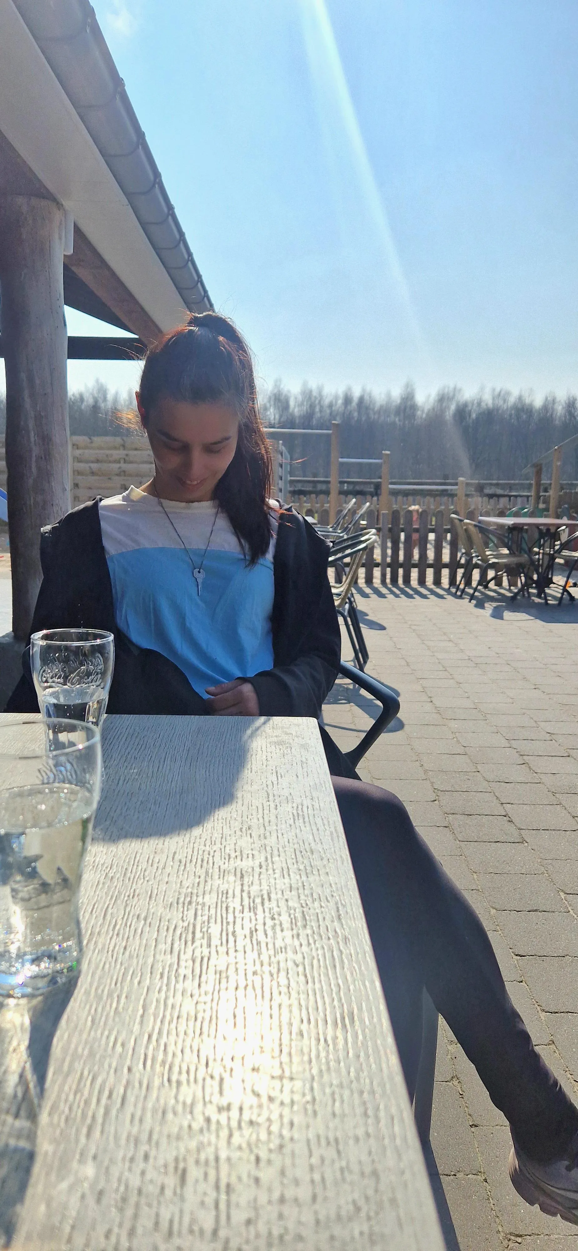 Out for a drink and a run while he's locked next to me 🔒