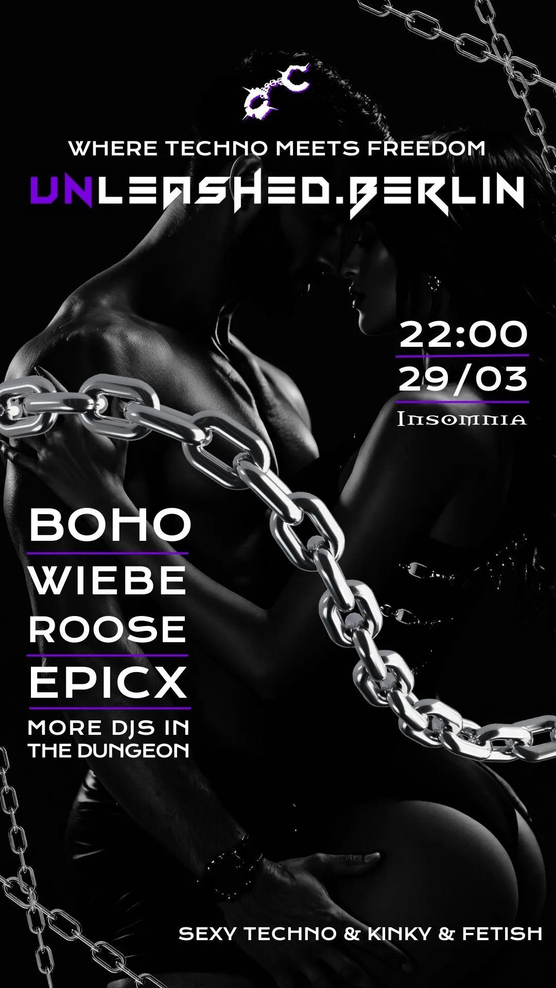 Unleashed Berlin: new party at Insomnia. Saturday March 29. More affordable than other parties at Insomnia