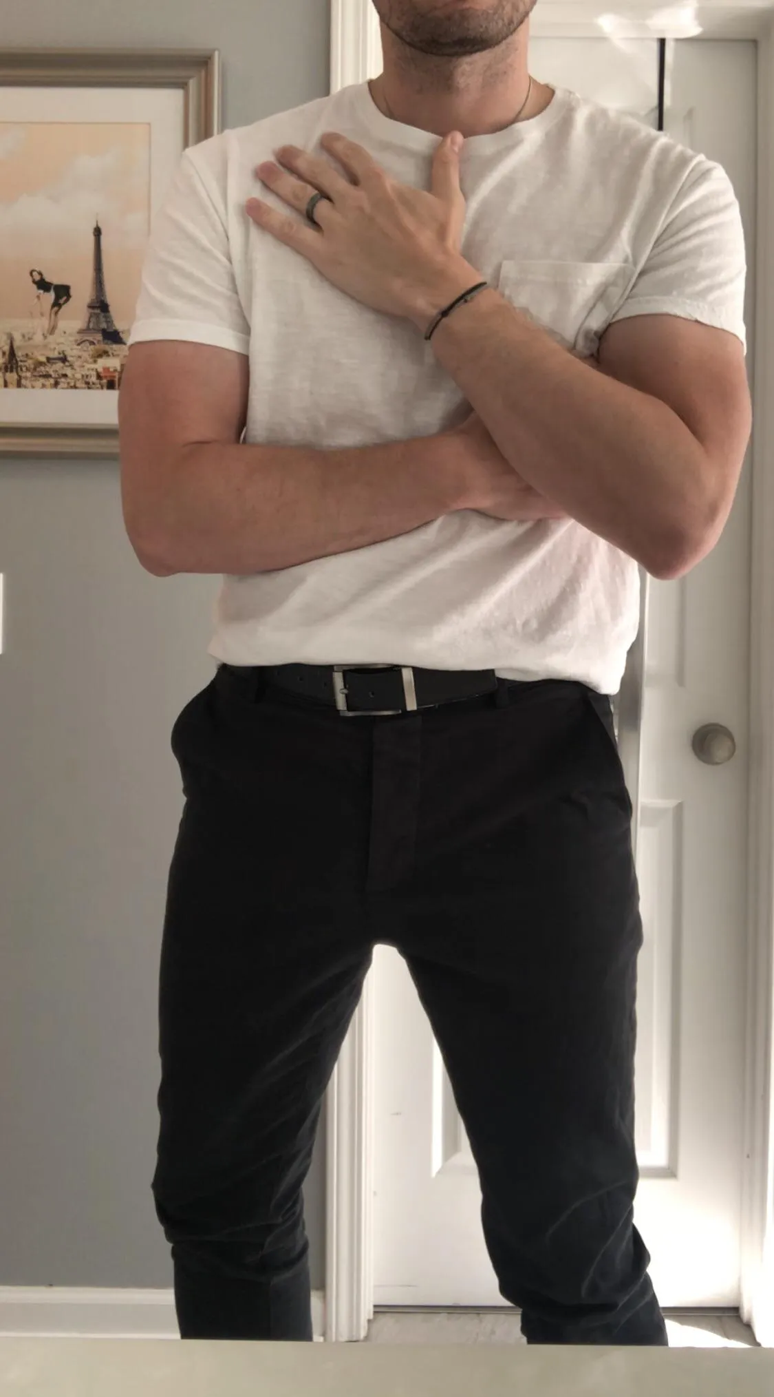 (34) Are we still a fan of men in plain white tee’s? On a scale of 1-5, with 5 being the highest…how bad would you want my big hands on you?