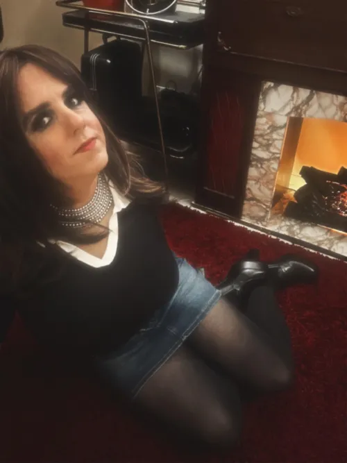 I just love denim skirts and too much blush!