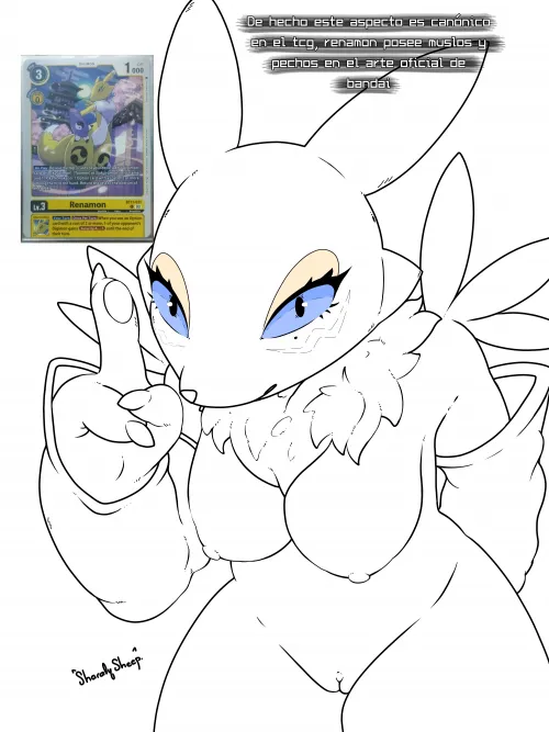 In fact, Renamon has large hips and breasts in the official TCG art. Additionally, each Digimon's 