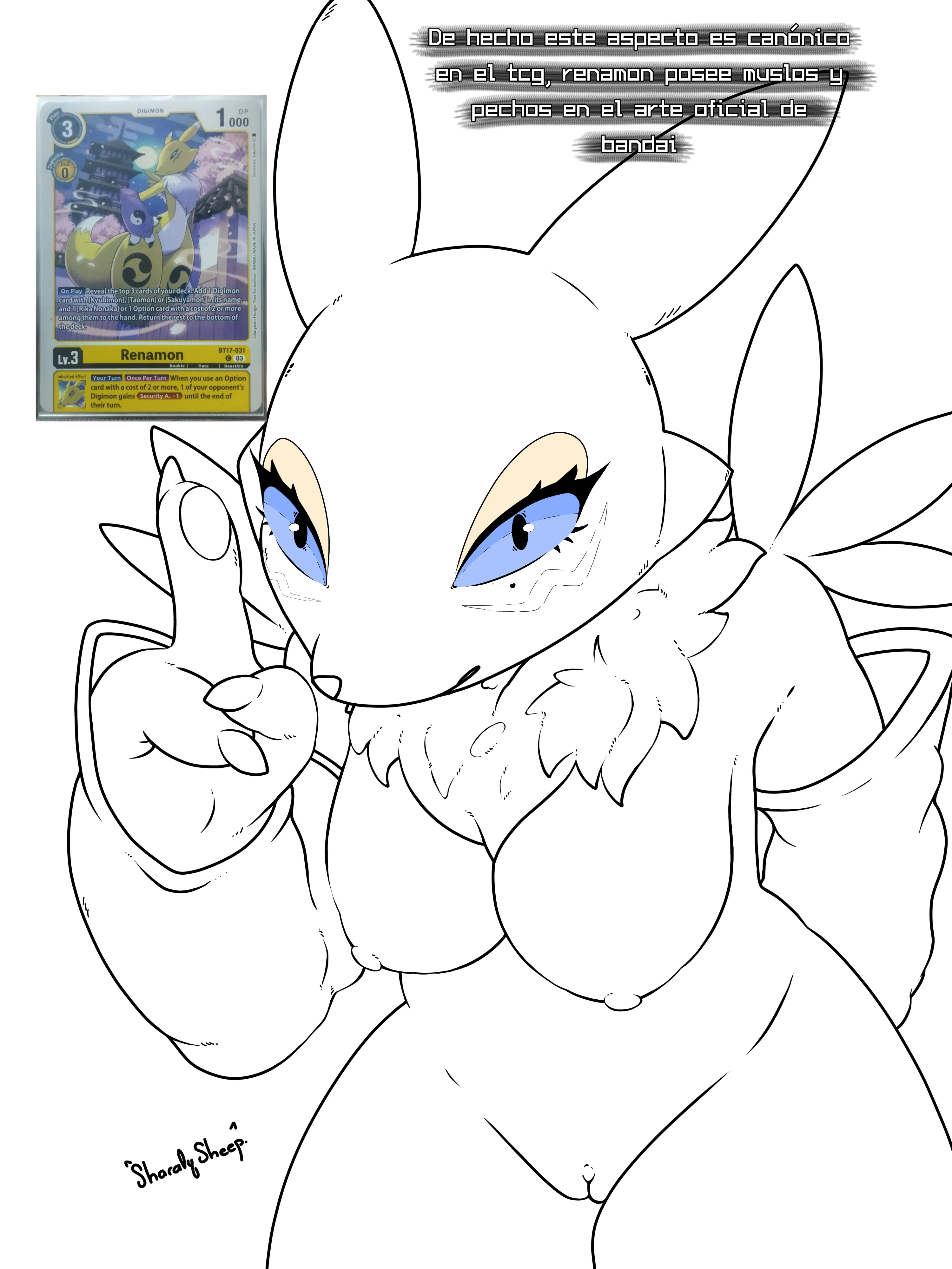 In fact, Renamon has large hips and breasts in the official TCG art. Additionally, each Digimon's 