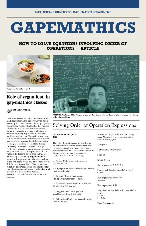 Mathematics Department of MAU shows us how to solve equations involving order of operations using GAPERS