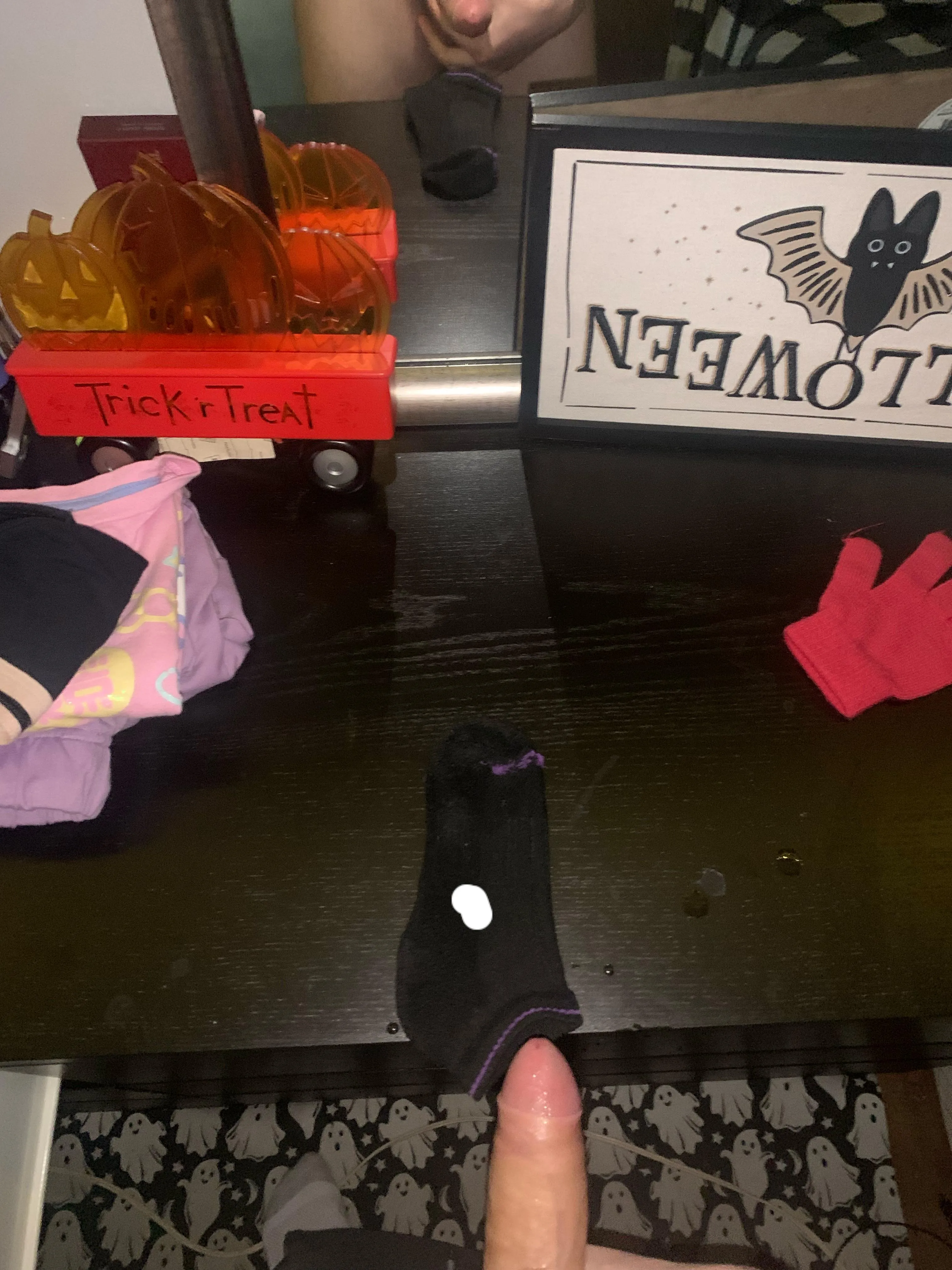 Cumming all over step mom sock