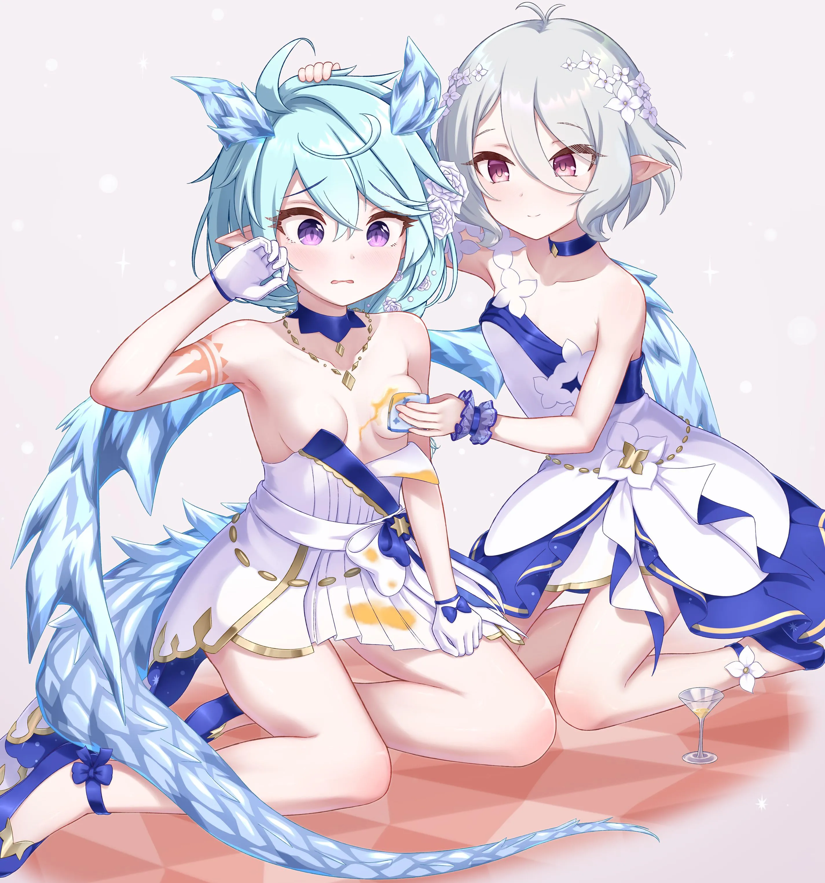 Kokkoro helping Sheffy with a spill