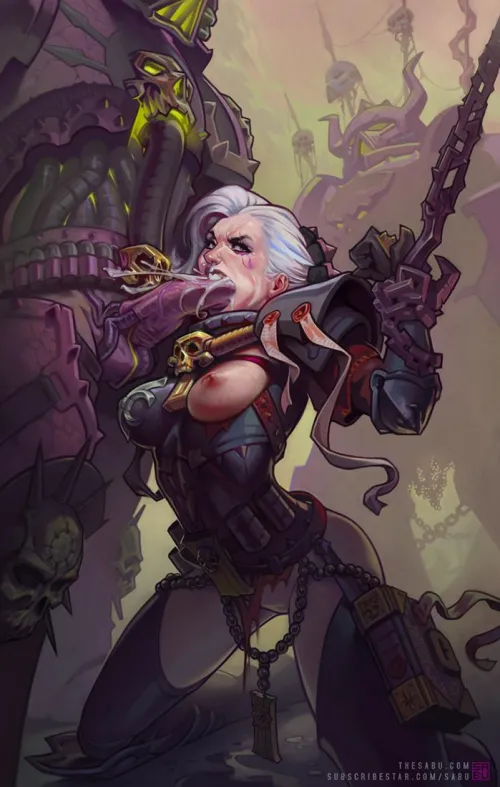 The faith of this battle sister is being put to the test (Sabudenego)