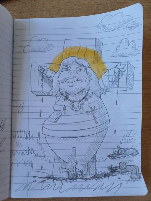 the shit leaking out of his chin is grease