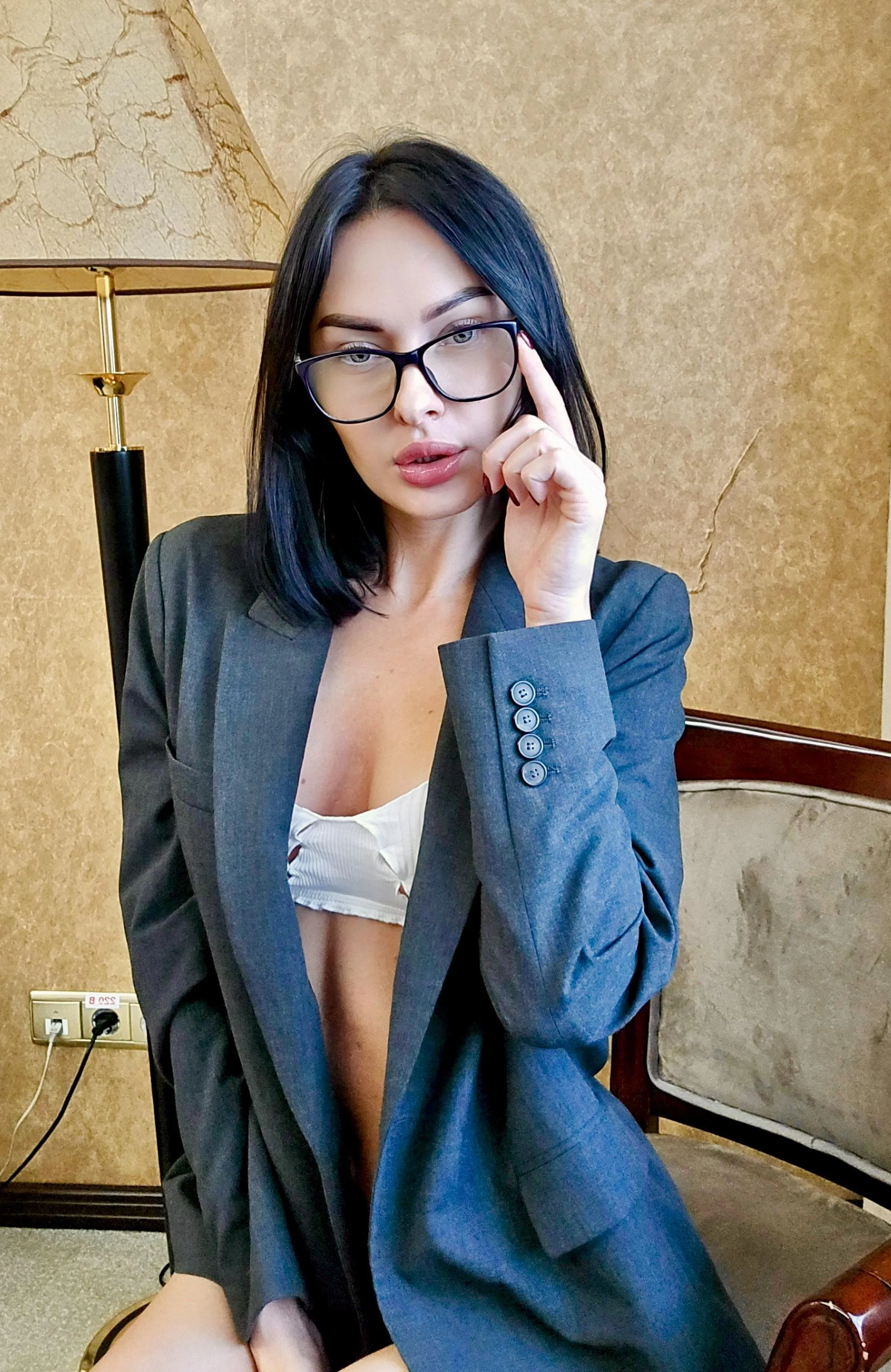 Those glasses make this look more sexy