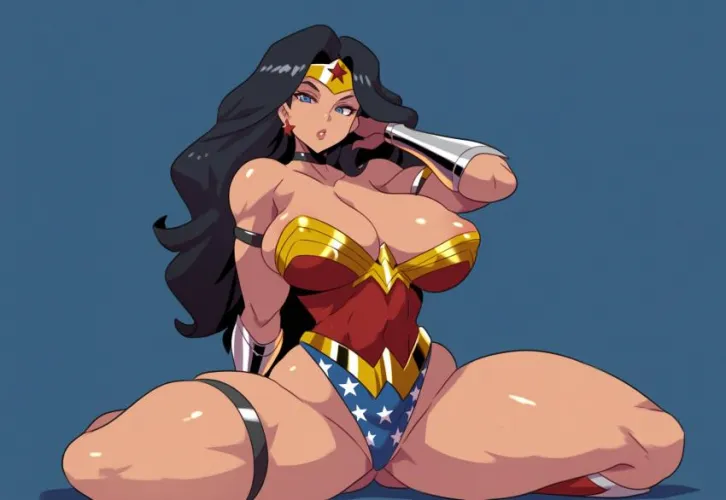 wonder woman stretching for action