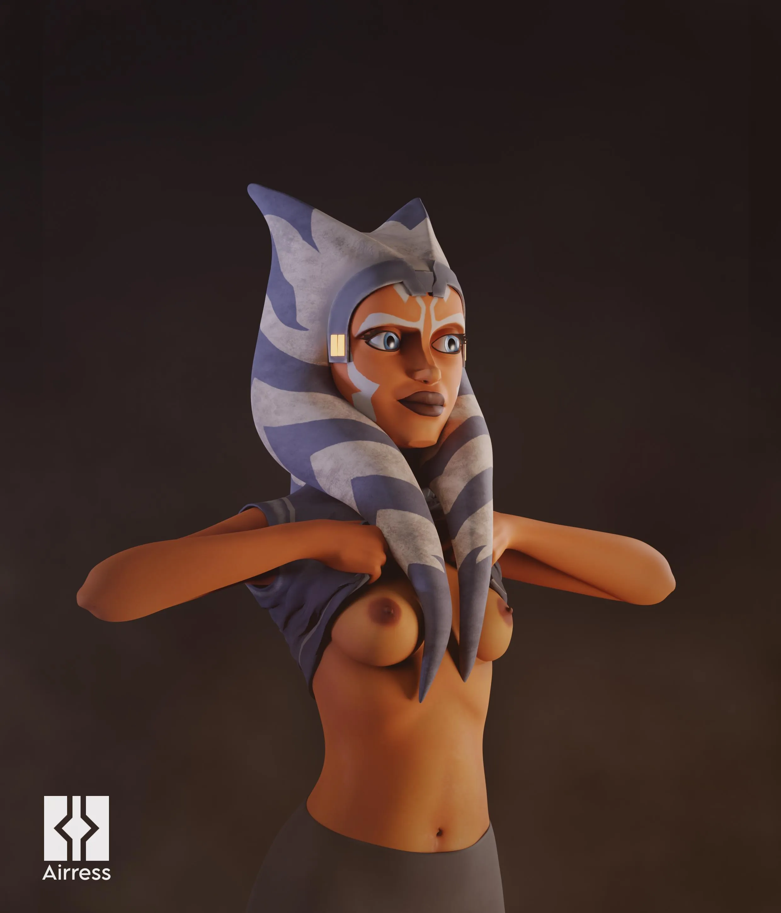 Ahsoka lifting her shirt (Airress)