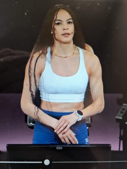 Hannah F. 15min HIIT - 3/27/24 - hot body and see through top