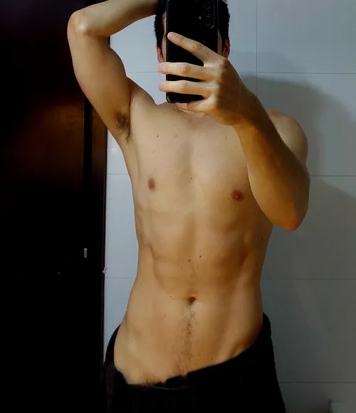 Just out of the shower