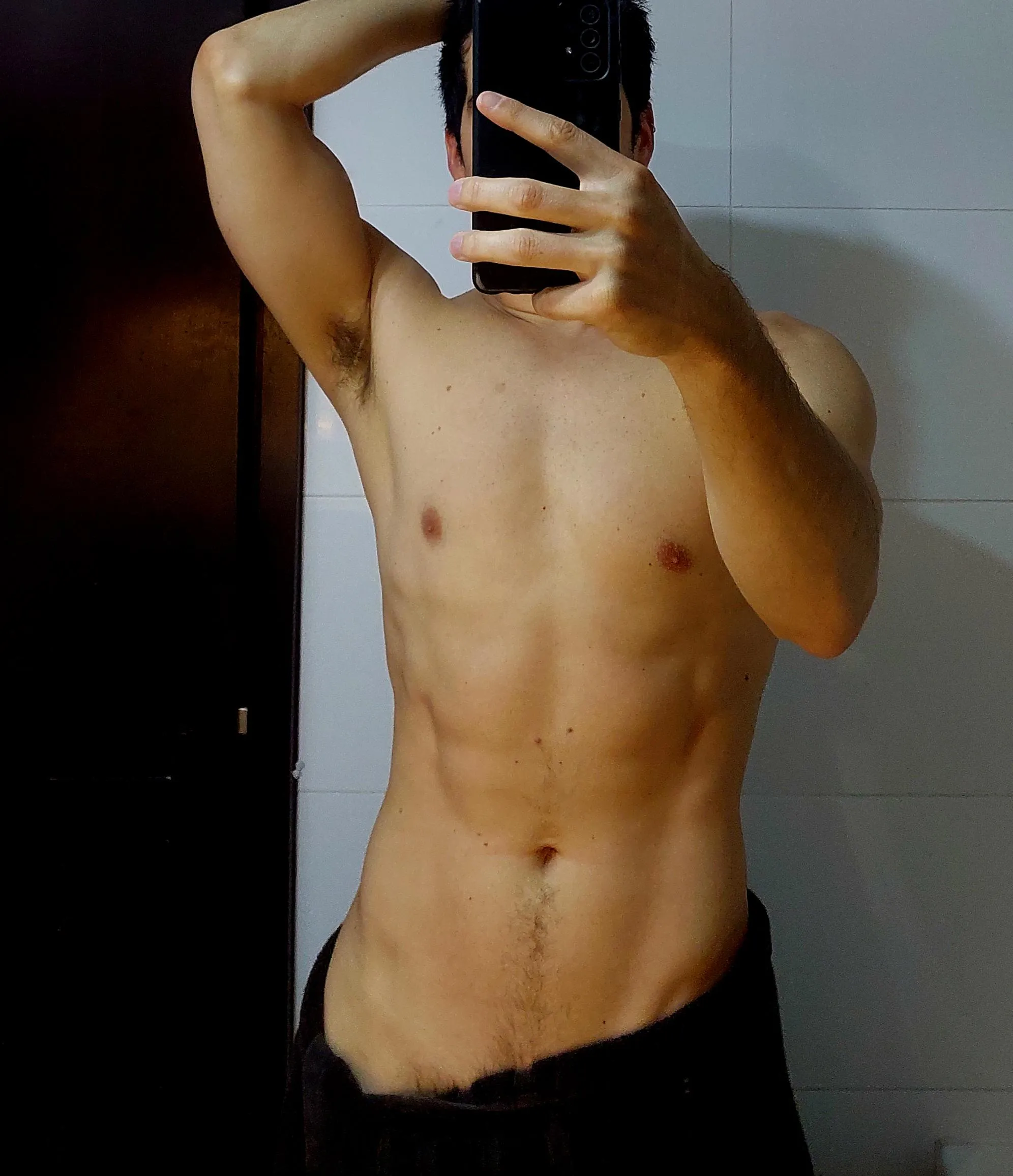 Just out of the shower