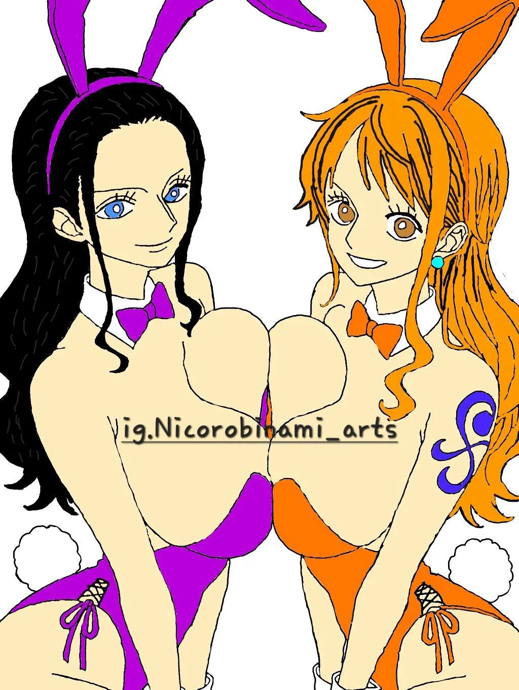 Nami & Robin bunny girl drawing 🔥💜