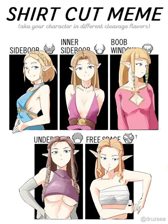 Zelda featuring a unique cleavage look (Art by AutomaticGiraffe)