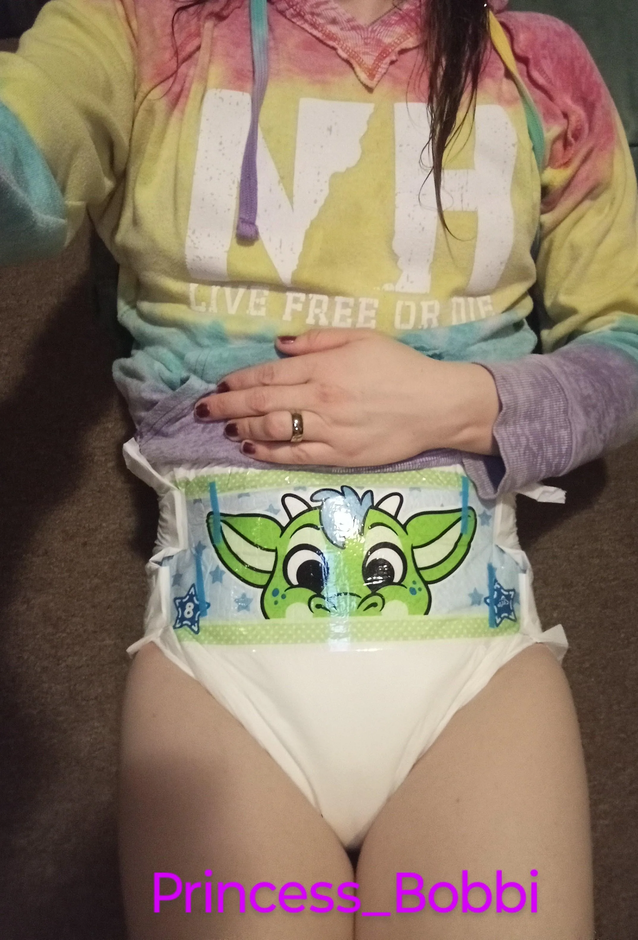 all clean from the shower and in a fresh dry diaper.