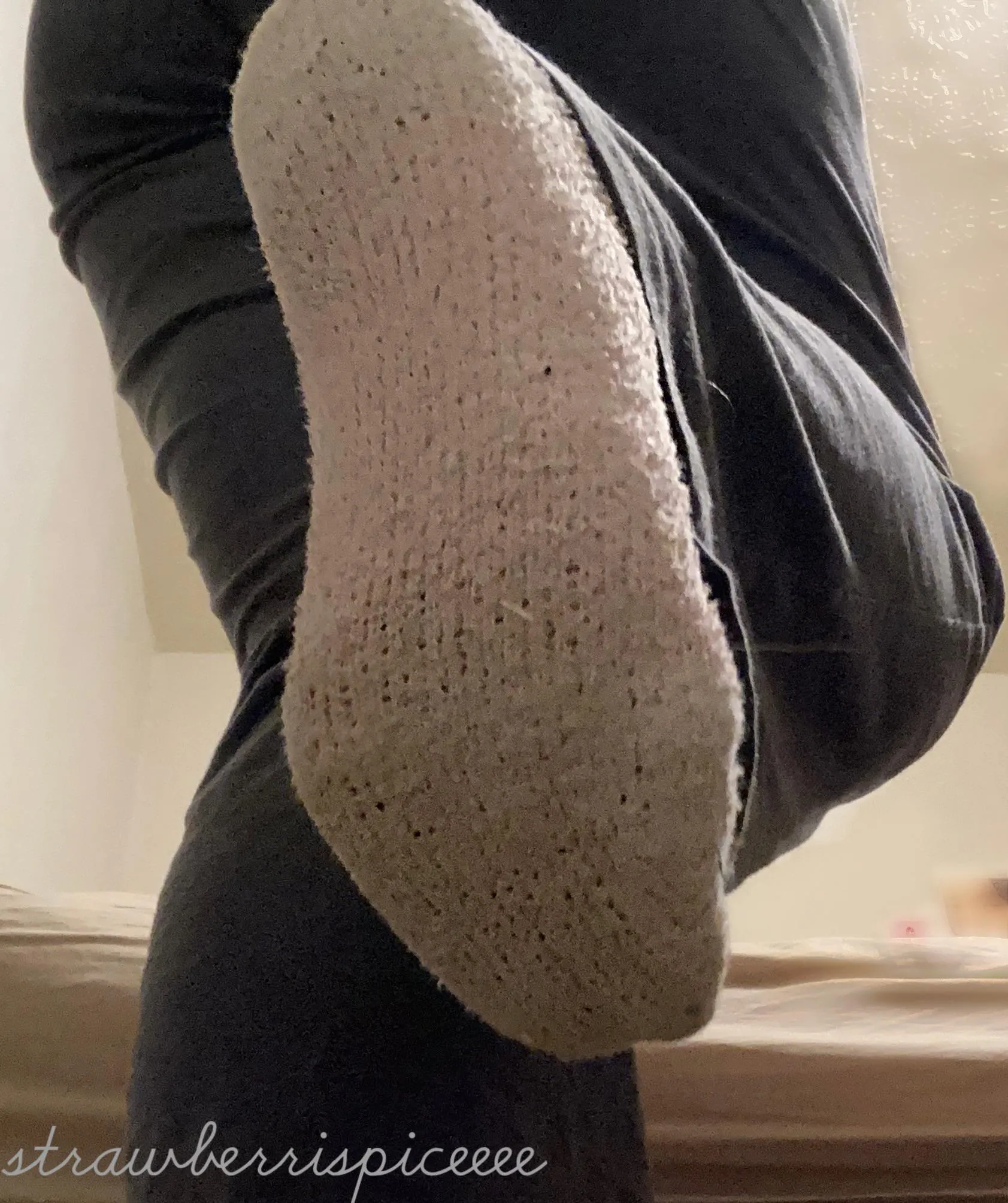 another shot of the bottom of my old dirty fuzzy socks. can you even tell their fuzzy anymore? 🤭