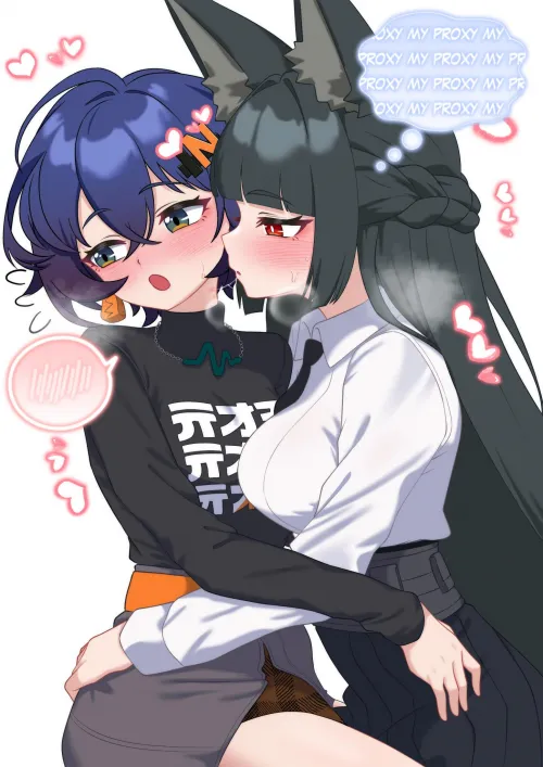 Miyabi holding Belle (By OldSickKim) [Zenless Zone Zero]