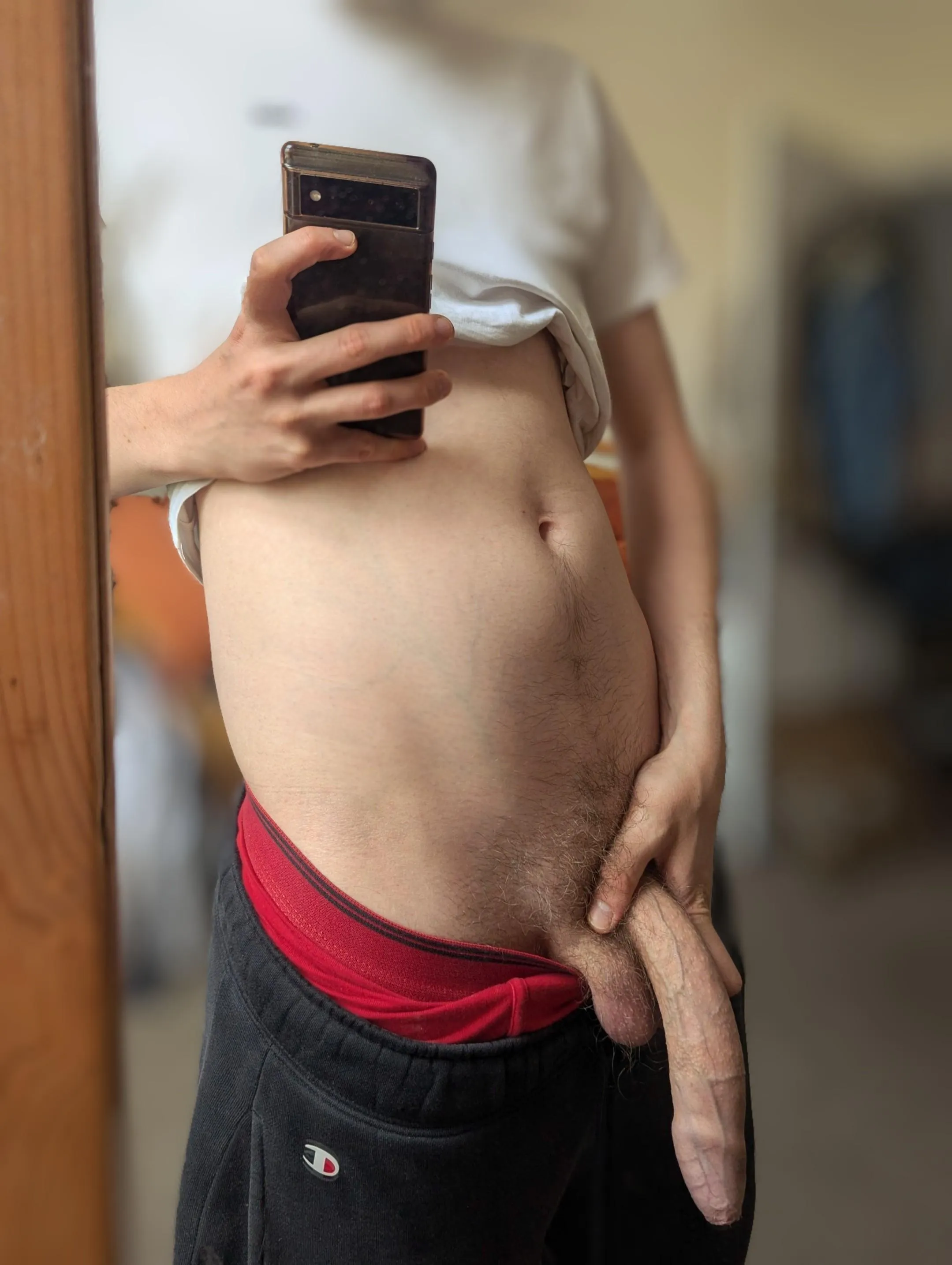 My mates always think I'm hard because of my bulge, turns out I'm just hung