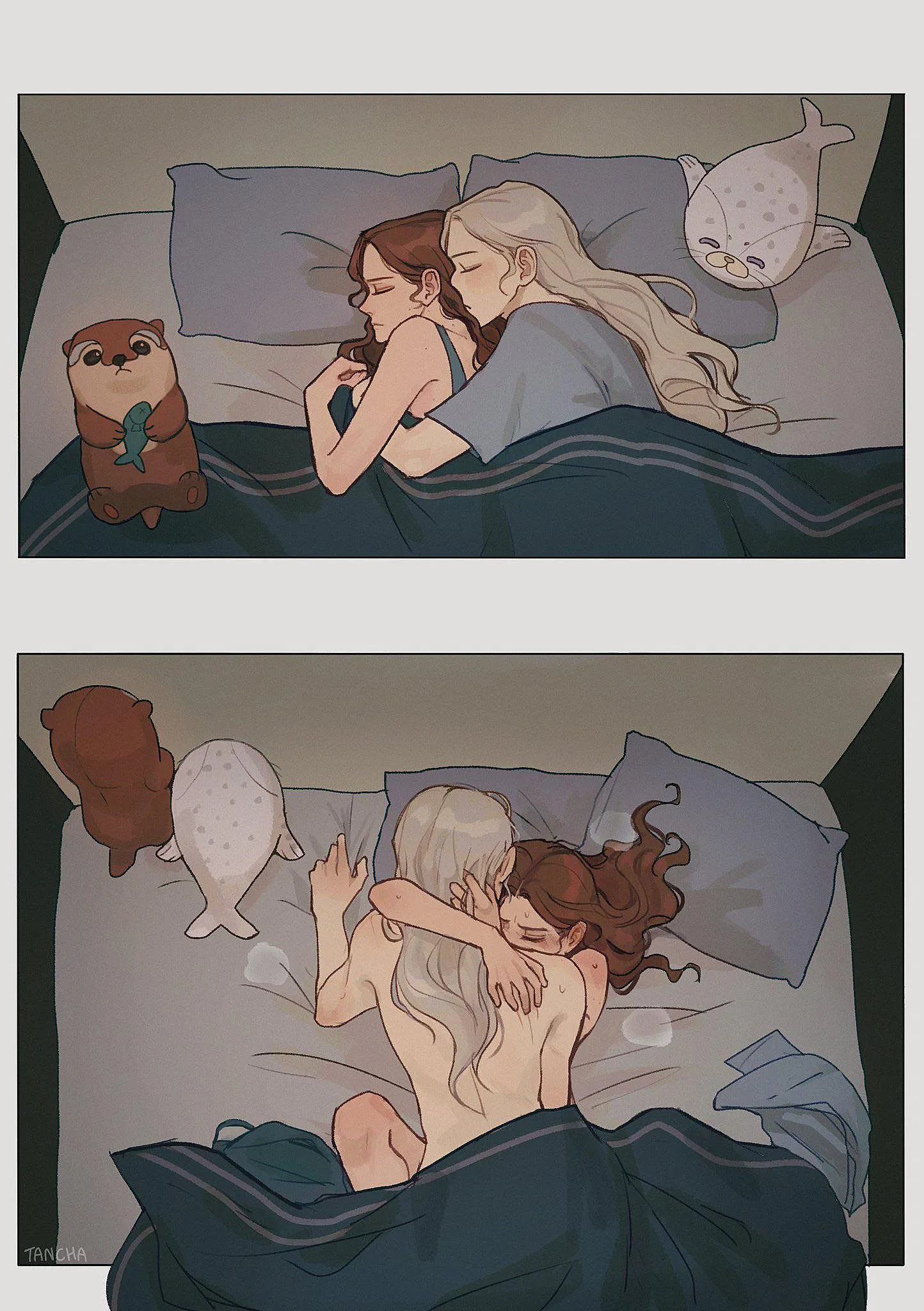 Rhaenyra & Alicent in bed (Tancha/TCN_tancha) [Game of Thrones house of the dragon]