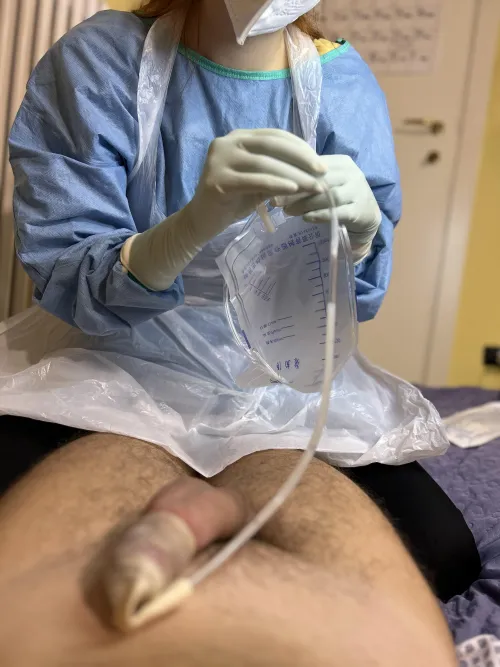 The milk rests in this bag, while he remains helpless and aching