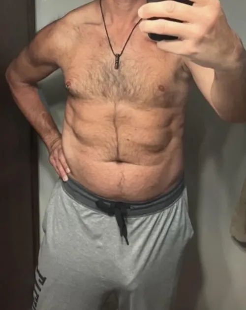 45 and first ever pair of grey sweatpants.  How do they look?