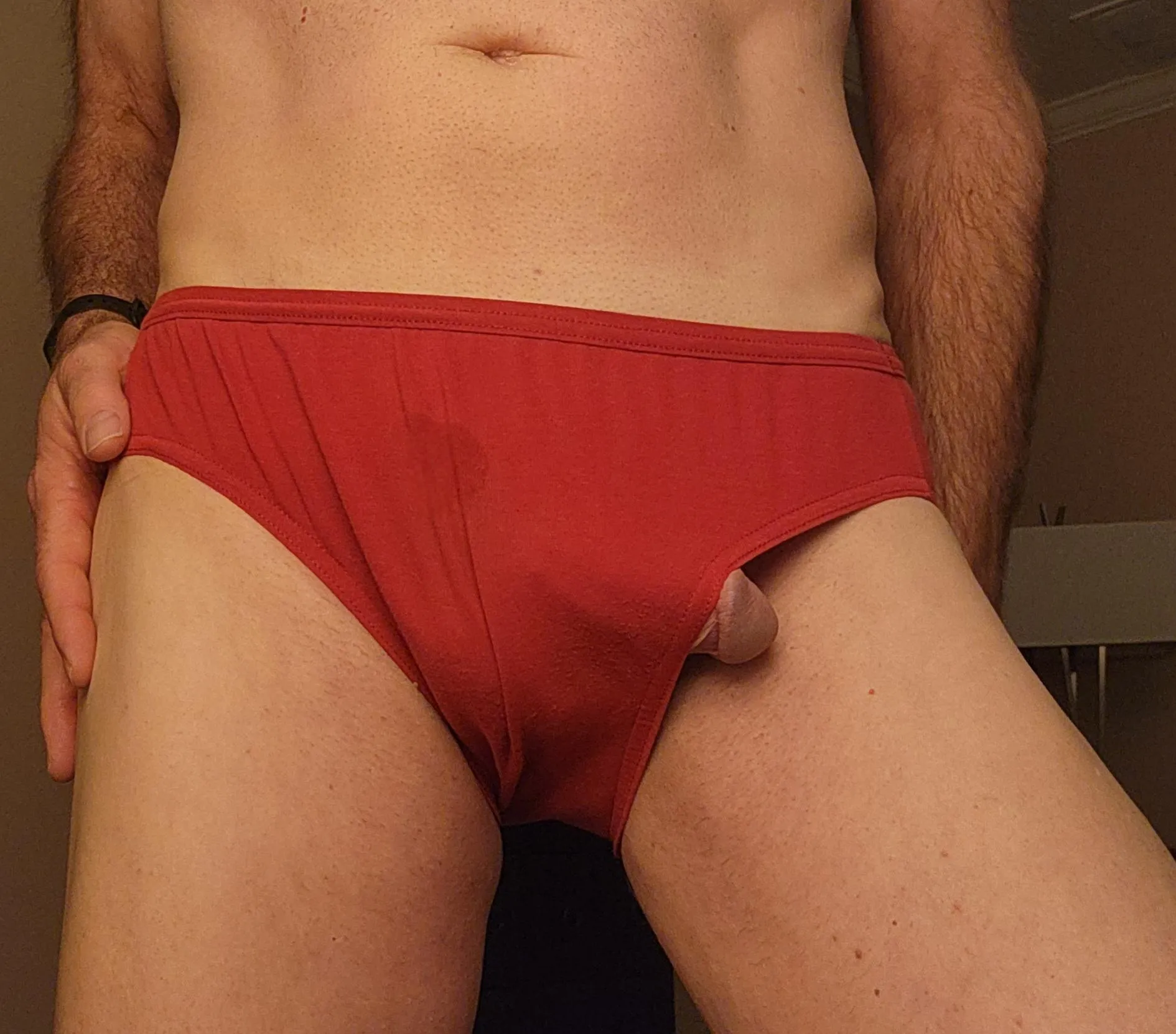 I can tell when this happens when I'm clothed and walking. I grab my crotch and fix it in public