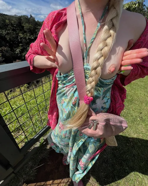 I can't tell which accessory is cuter. My pink nipples or my thick braid?