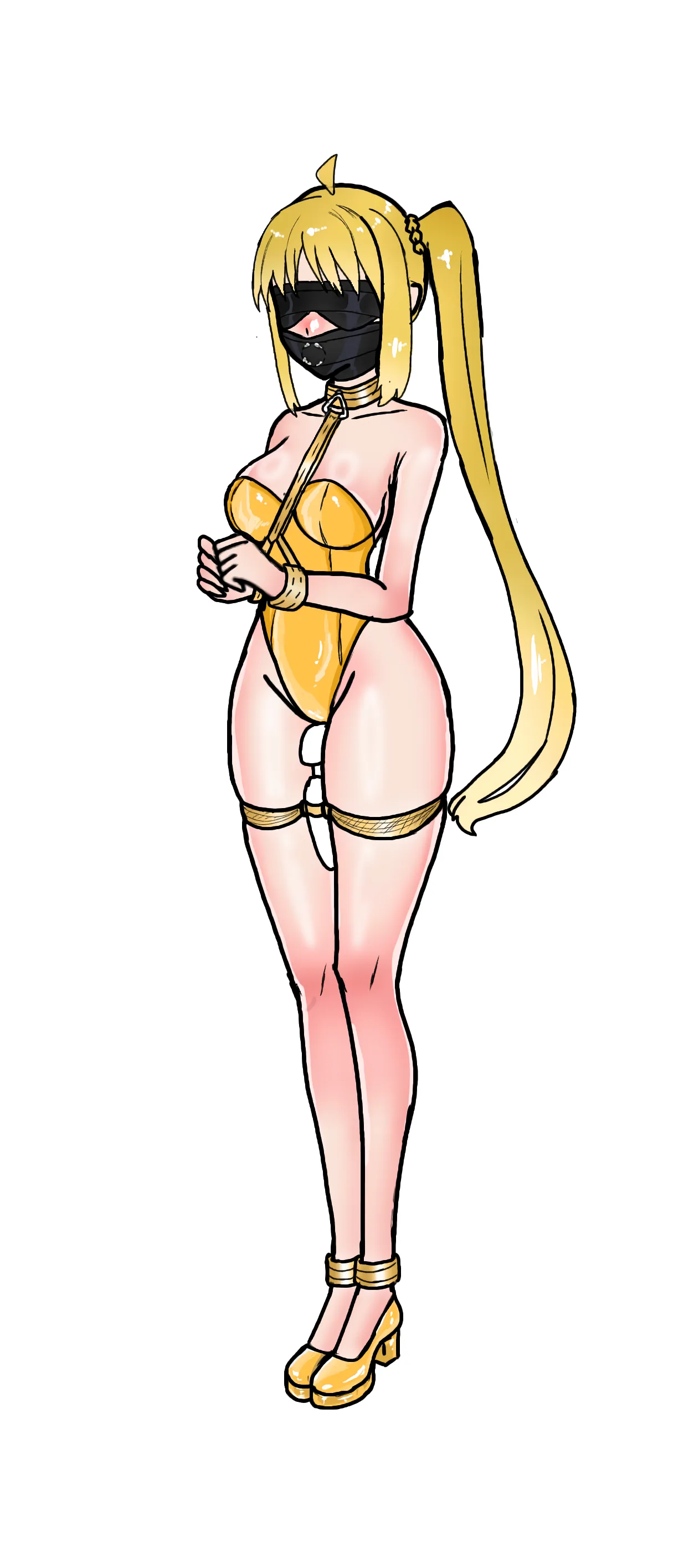 newly opened, one of a kind café has caught your attention, and you decide to check it out. As you step inside, a cuffed and gagged waitress approaches you