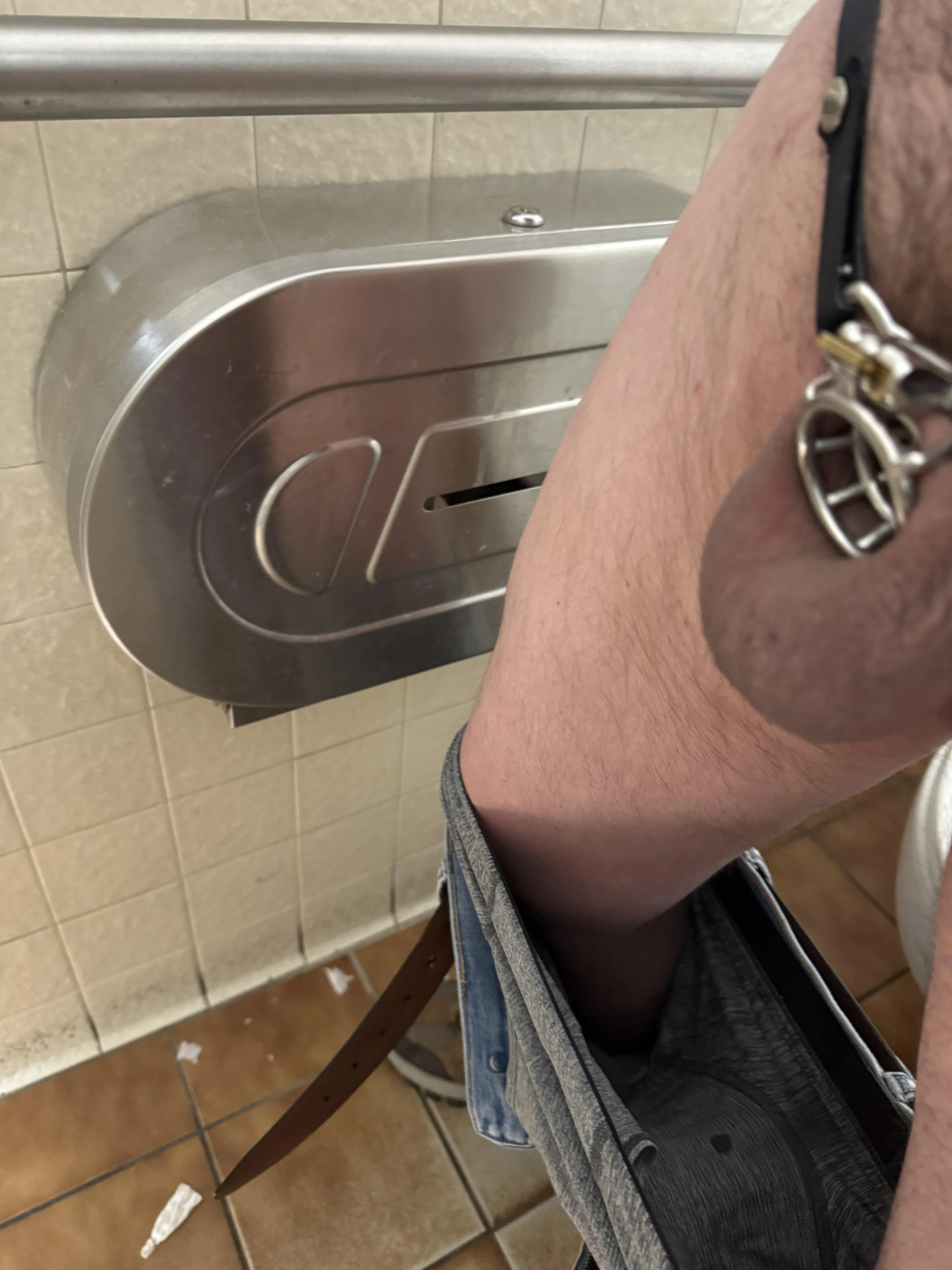 Road trip. Rest area bathroom stop.