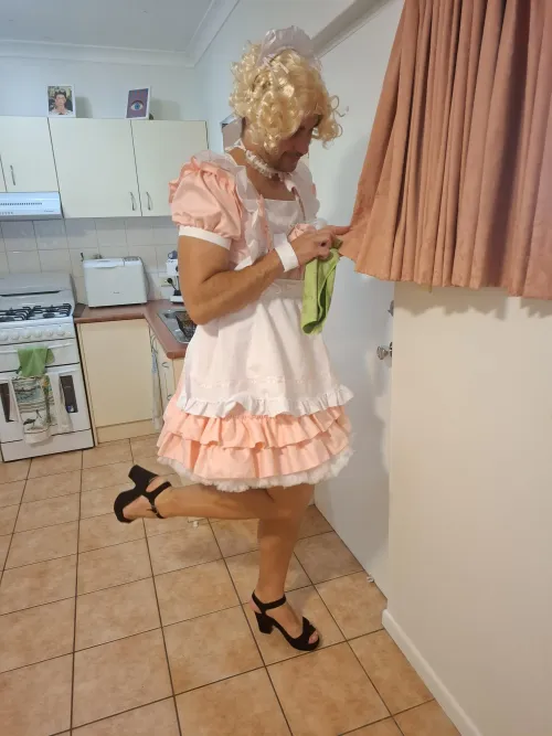 Sissy cleaning for her Goddess