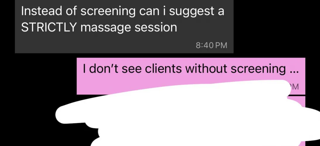 Strictly massage session instead of screening?!!