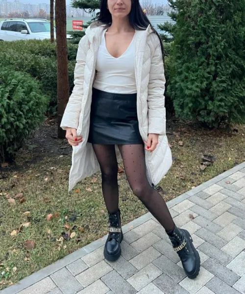 Wearing beautiful pantyhose for walk