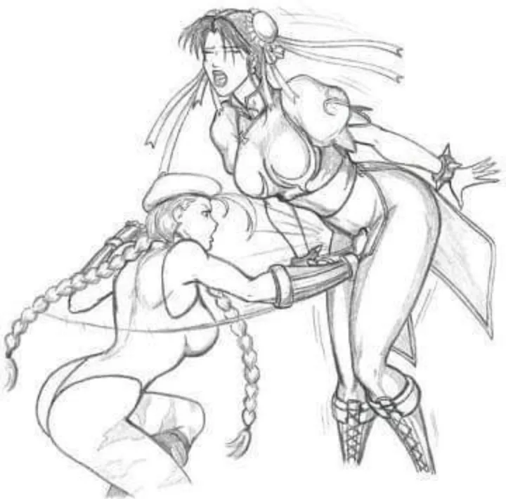 Chun-li getting humbled. Pencil draw.