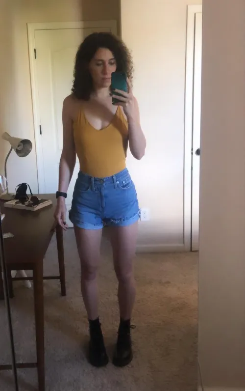 Jean shorts + bodysuit
