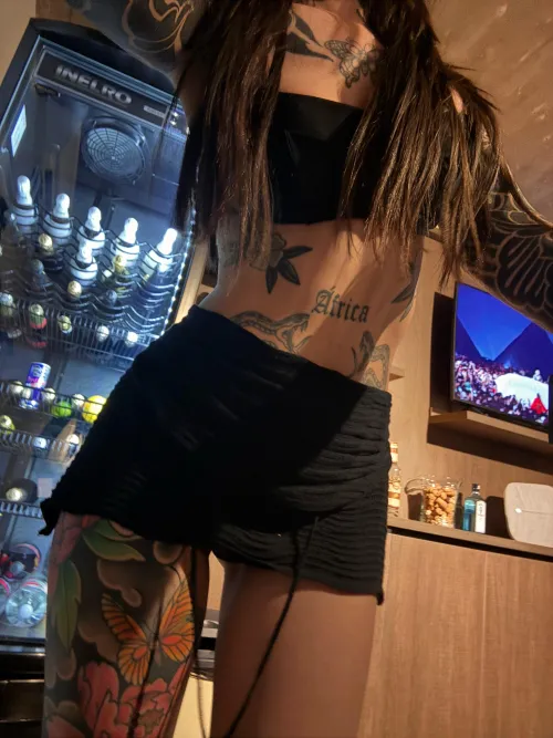 run your tongue on my tattoos until you reach my pussy